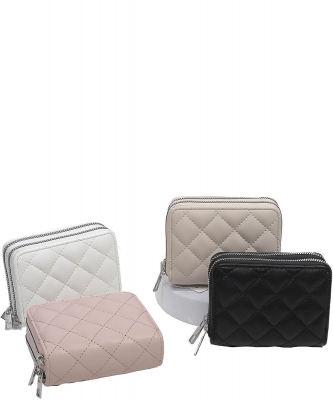 Assorted 12pcs. Set Double Zip Around Medium Wallet SP990011