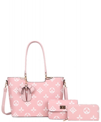 3in1 Fashion Print Design Bow Tote Bag Set SPD-8093S