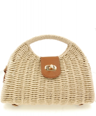 Straw and Leather Satchel Bags STR101