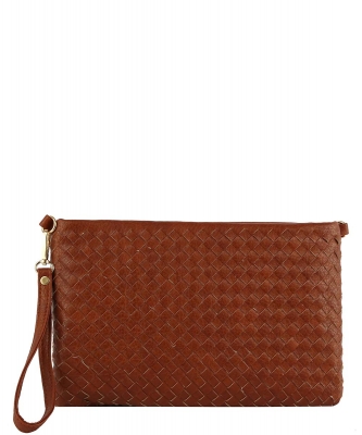 Fashion Woven Clutch Crossbody Bag TD-0032 DARK BROWN