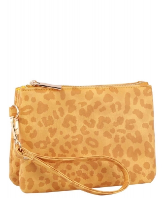 Leopard Convertible Clutch Crossbody Bag TD0030 MUSTARD