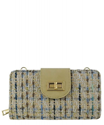 Tweed Turn Lock Crossbody Wallet TW041