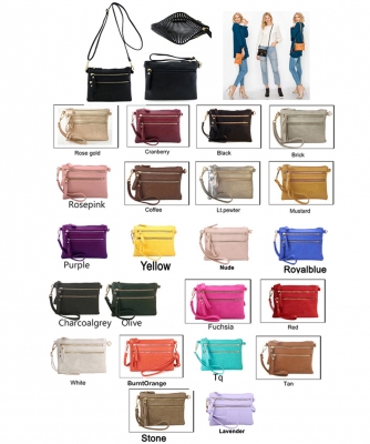 Multi-Pocket Zip Crossbody Bag with Small Wrist Strap WU001