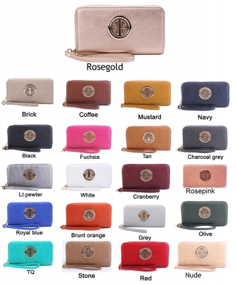 Fashion Logo Double Zip Around Wristlet Wallet WU0012L