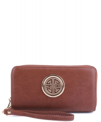 Fashion Logo Double Zip Around Wallet Wristlet WU0012L