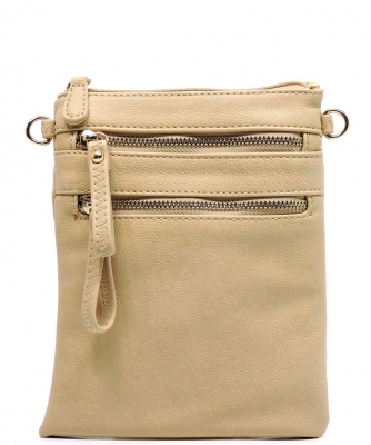 Fashion Multi Zip Pocket Cross Body Bag WU002 NUDE