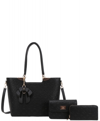 3in1 Designer Flower Tassel Handbag Wallet Set WY-8093S