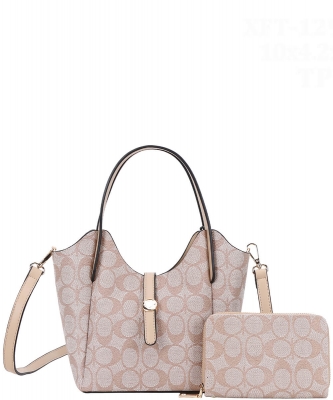 2 In1 Oval Print Handle Design Satchel W Wallet Set XFT-1298-A