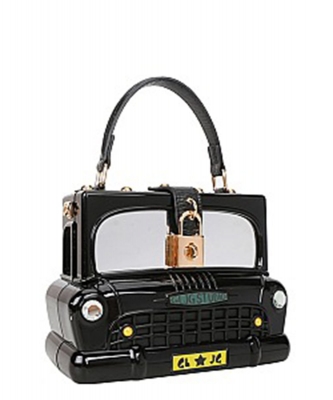 Retro Car Shaped Pad-Lock Crossbody Bag Y0320 BLACK
