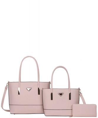 3in1 Smooth Tote with Matching Bag and Wallet Set YQ-8557-S