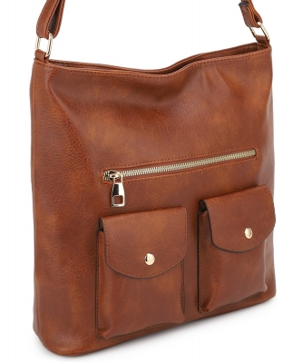 Front Pocket Large Crossbody Bag ZM20116 TAUPE