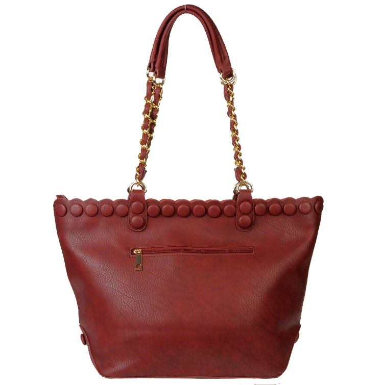 Designer Inspired Faux Leather Handbag w/ Gold tone Trim Handles ...