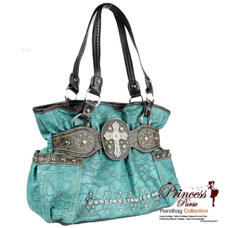 Western Designer Inspired Hand Bag w/ Rhinestone and Stud Decor and a