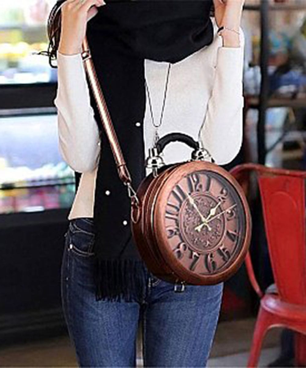 Amazon.com | Working Clock Handbag Antique Clock Design Messenger Bag  Ladies Girls Evening Messenger Shoulder Bag Pu Leather Vintage Steam  Messenger Bag (black) | Messenger Bags