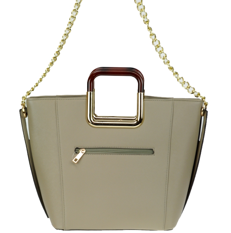 Square Handbag with Gold Chain - Light Khaki: Wholesale Handbags ...