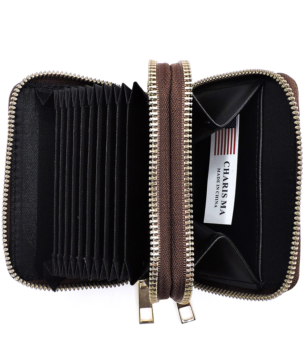 Package of 6 Pieces Monogram Double Zip Accordion Card Holder Wallet CS014