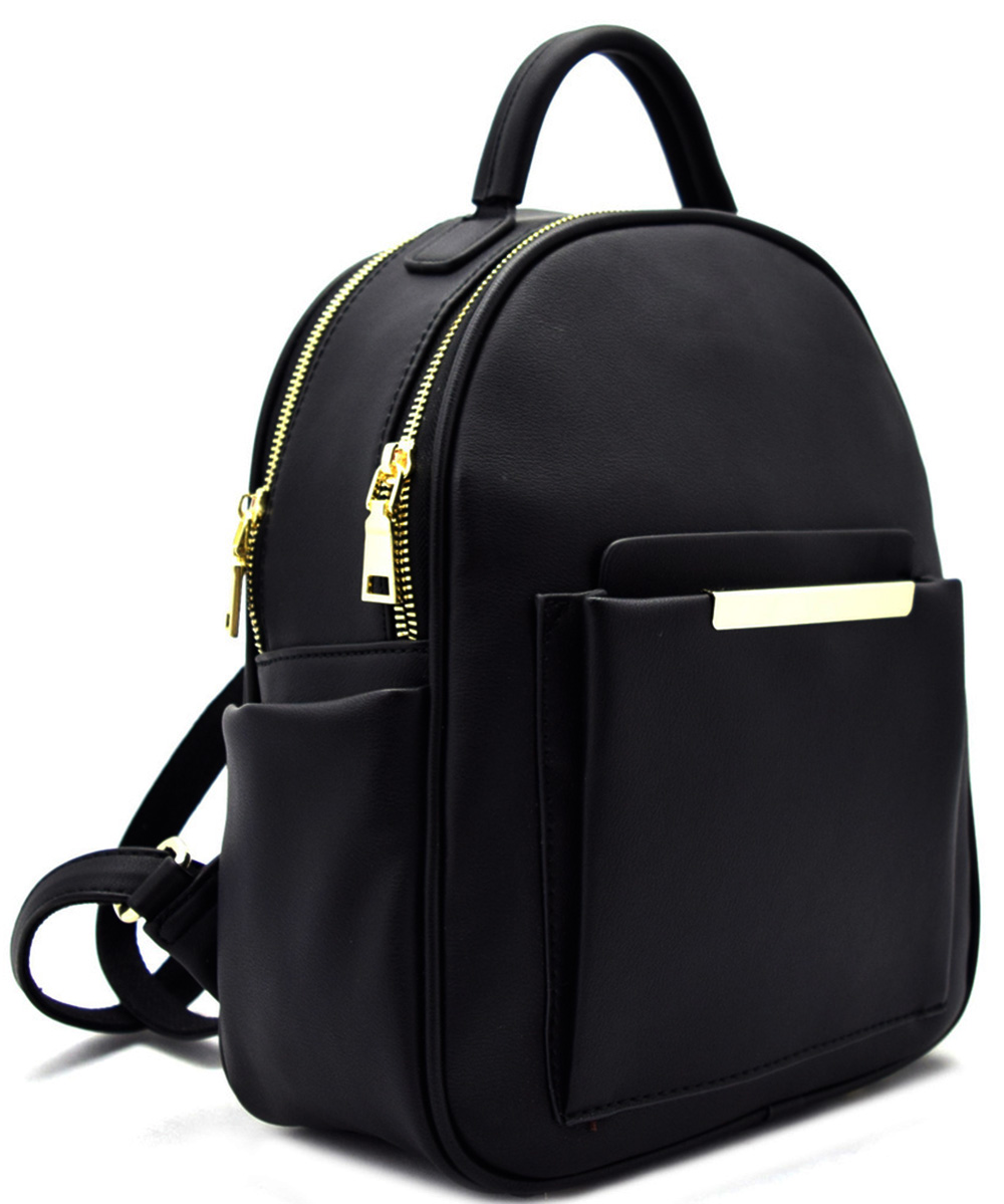 Hardware Accent Fashion Backpack L0961 BLACK
