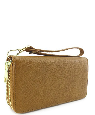 Double Zip Around Wristlet Wallet WU0002 ALMOND: Wholesale Handbags | Fashion Handbags | Purses ...