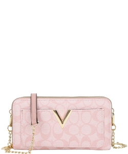 Oval Pattern v Zipper Crossbody Wallet Bag 008-1025