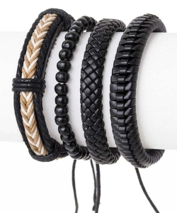 Mix Media Braided Leather Bracelet Set 128-TB5005