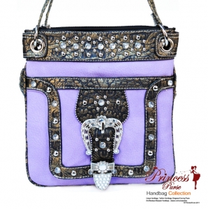 Designer Inspired Messenger Bag with Buckle Accent in Rhinestone