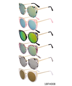 Designer Sunglasses Cat-Eye/Round – 18FH008 – 12 pcs/pack