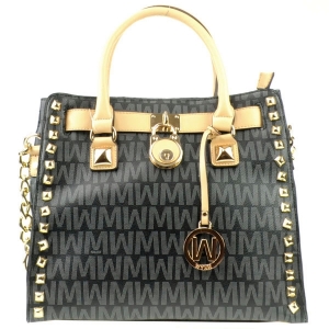 Logo Print Tote X27 30371 BLACK TAN