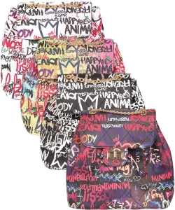Package of 4 Pieces Graffiti Print Bucket Backpack 6546PP