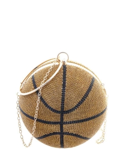 Giant Rhinestone Basketball with Handle Crossbody Bag 6590