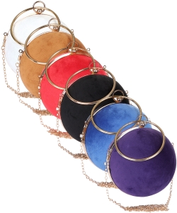 Pack of 8 Pieces Round Ball Shaped Velvet Clutch Crossbody Bag 6710