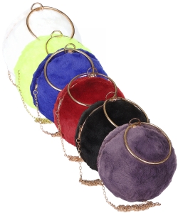 Pack of 8 Pieces Fur Ball Shape Clutch Crossbody Bag 6718