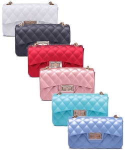 Package of 6 Pieces Quilted Matte Jelly Small Crossbody 7047