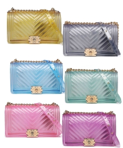 6 Pieces Translucent Embossed Jelly Crossbody Bag 7081