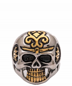 2 Tone Skull Mask Stainless Steel Ring 98-SSR1010 SILVER