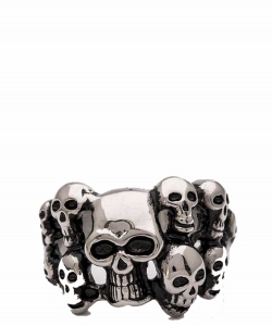 Mix Skull Stainless Steel Unisex Ring 98-SSR1011 SILVER