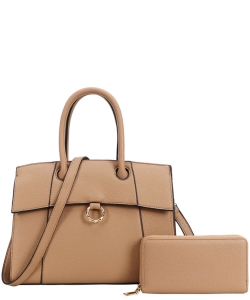 2in1 Faux Leather Classic Satchel with Wallet AM-8956W