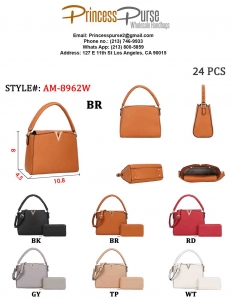 2in1 Faux Leather Classic Satchel with Wallet AM-8962W
