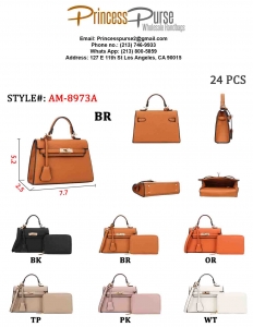 2in1 Faux Leather Classic Satchel with Wallet AM-8973A