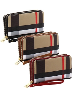 Package of 6 Pieces Fashion Faux Leather Plaid Wallet BT028G