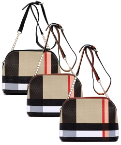 Package of 6 Pieces Plaid Check Multi Compartment Crossbody Bag BT2673