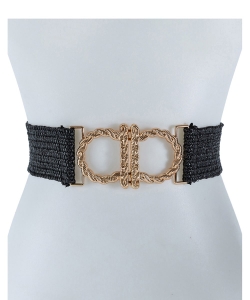 Stretchable Belt With Gold Clip On Buckle BT320071 BLACK