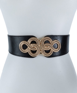 Twisted Gold Clip On Buckle Stretcheable Belt BT320072 BLACK