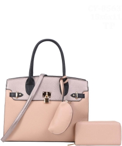3in1 Padlock Satchel set with Wallet & Coin Purse CL-6726W