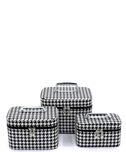 Houndstooth Printed 3-in-1 Cosmetic Case CO-405