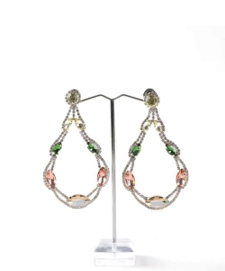 Multi Colored Rhinestone Stud Earrings ES320019 GOLD LP