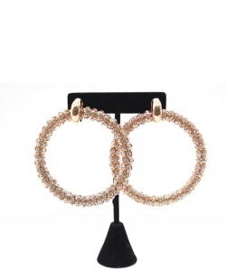 Rhinestone Hoop Earrings ES700110 GOLD CL