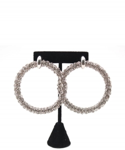 Rhinestone Hoop Earrings ES700110 SILVER CL