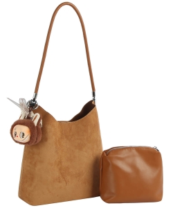 Bag Charm Faux Suede 2-in-1 Shoulder Bag EWB235