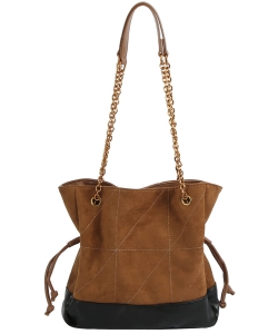 Faux Suede Woven Shoulder Bag EWB252