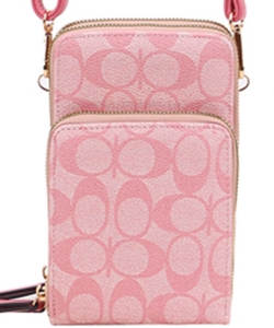 Oval Print Triple-Compartment Cellphone Wallet Messenger Bag FT-2104